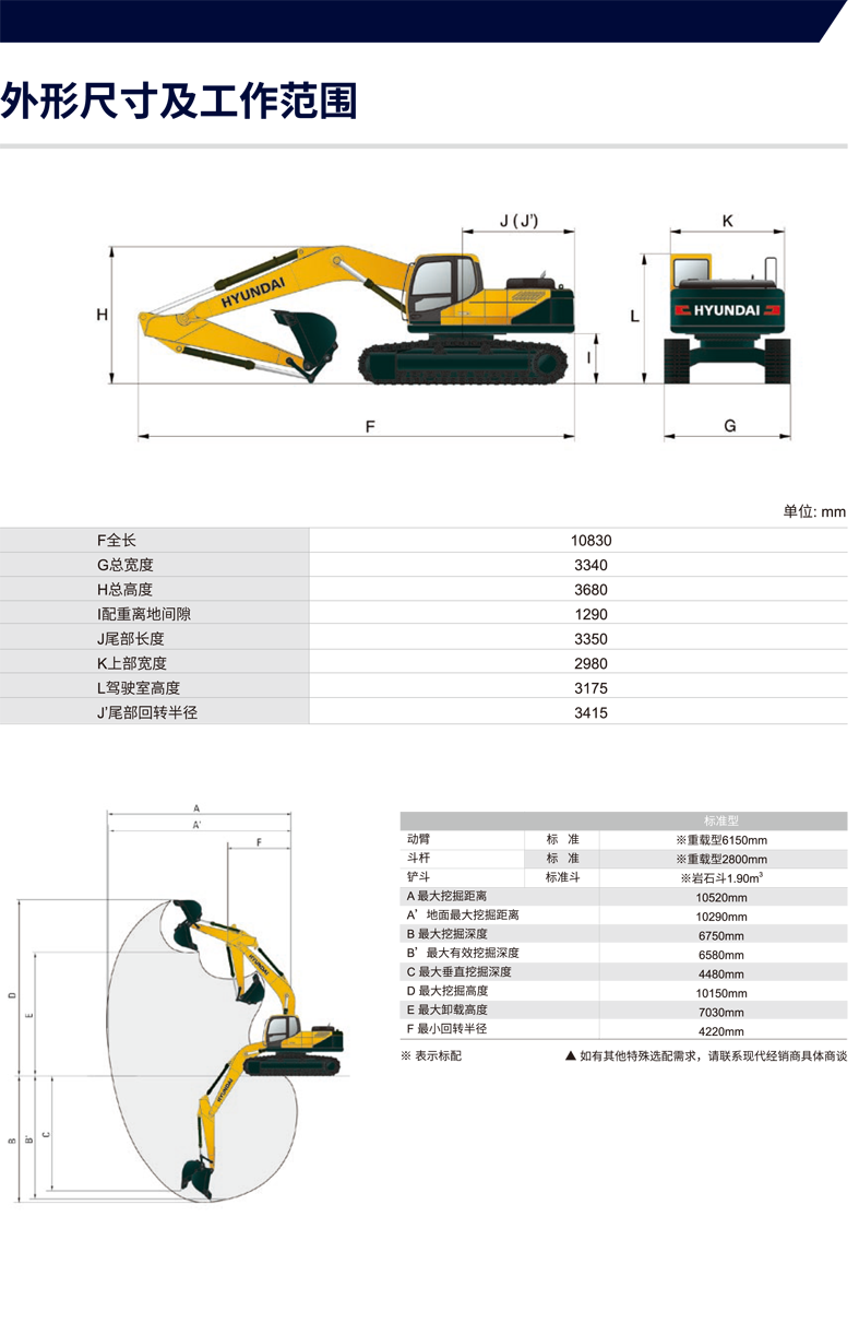 现代385挖掘机详细参数图片